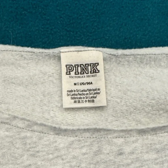 PINK Victoria's Secret Light Gray Everyday Lounge Open Neck Crew. Size Med - Picture 2 of 6